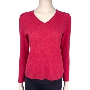 ADRIENNE VITTADINI 2-Ply Cashmere 100% V-Neck Long Sleeves Pink Sweater Pull S